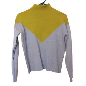 Cynthia Rowley Size Small S Green Gray Grey Color Block Sweater Neck